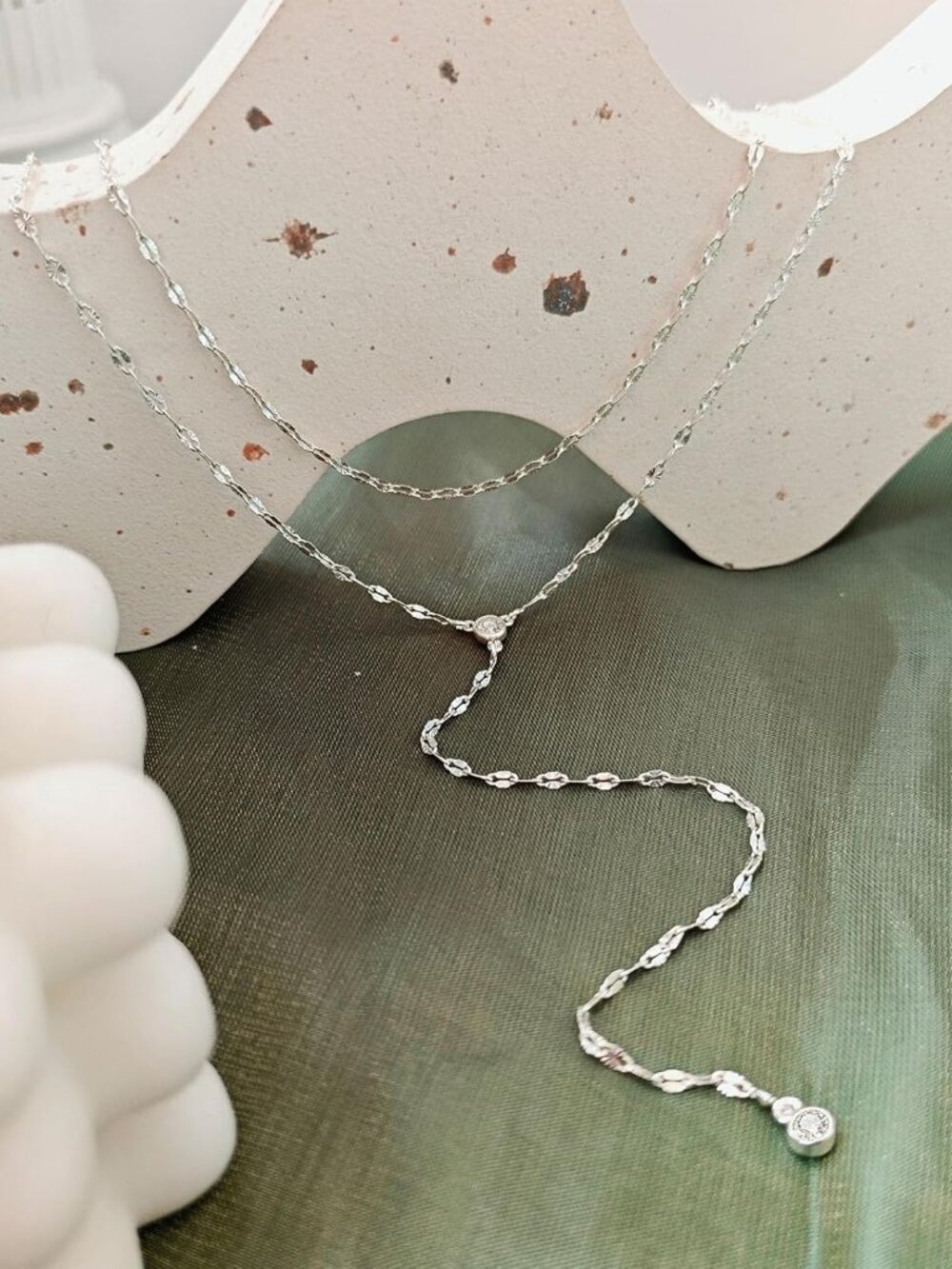 Lariat Silver/Gold Necklace for Women 925 Silver/14K Gold Plated Dainty Long Nec - Picture 6 of 7